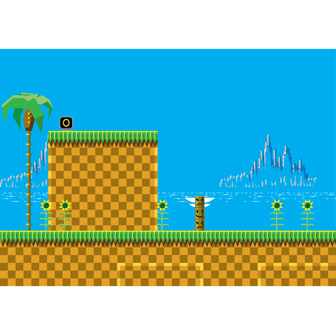 Sonic The Hedgehog Green Hill Zone - Game Gear 8-bit - V3 Standard